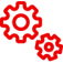 gears icon in red